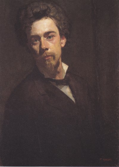 Zelfportret met opstaande kraag door Ferdinand Hodler